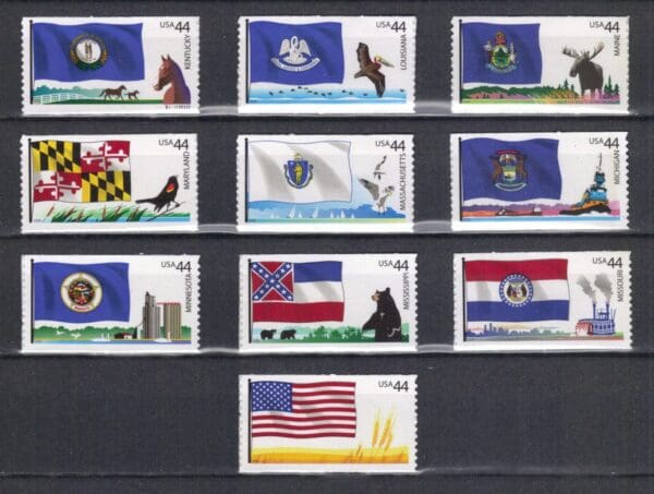 Scott# 4293-4302 "FLAGS OF OUR NATION" SET III SINGLES SET (10) MNH