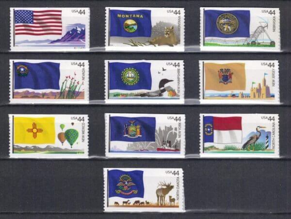 Scott# 4303-12 "FLAGS OF OUR NATION" IV S/A SINGLES SET (10) MNH