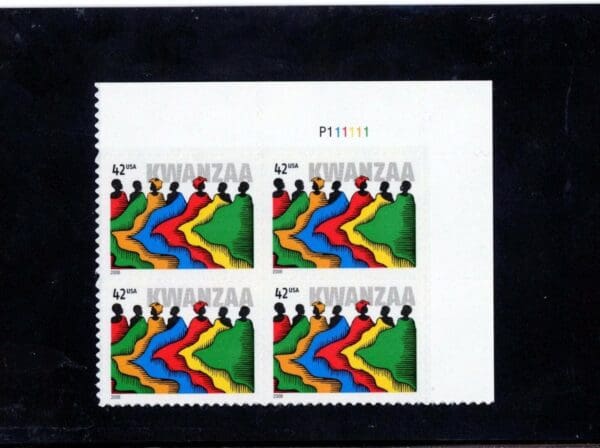 Scott# 4373 "KWANZAA CELEBRATION" S/A PLATE BLOCK (4) MNH