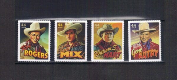 Scott# 4446-49 "COWBOYS of the SCREEN" S/A SINGLES SET (4) MNH