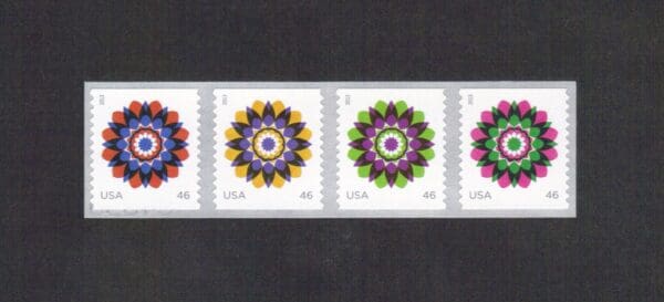 Scott# 4722-25 "KALEIDOSCOPE" S/A COIL STRIP (4) MNH