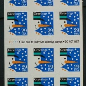 Scott# 2803a "CHRISTMAS GREETINGS" ATM BOOKLET PANE (18) UNFOLDED