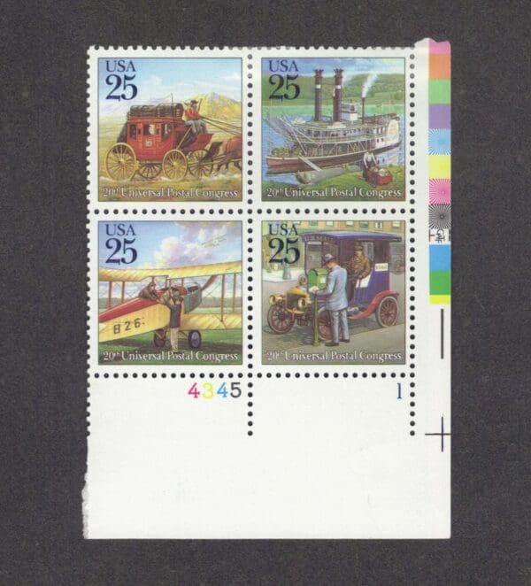 Scott# 2434-37 "CLASSIC MAIL TRANSPORTATION" PLATE BLOCK (4) MNH