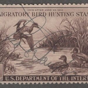 Scott# RW9 "DUCK STAMP" 1942 "BALDPLATES" USED