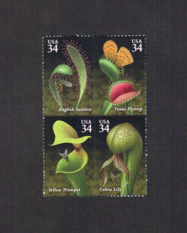 Scott# 3528-31 "CARNIVOROUS PLANTS" S/A BLOCK (4) MNH