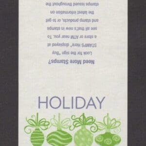 Alternative view of Scott# 4579-82B "HOLIDAY BAUBLES" ATM BOOKLET PANE (18) MNH