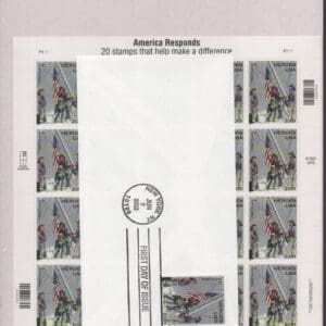 Scott# B2 "FIREFIGHTERS 9/11 TRIBUTE" SEMI-POSTAL SHEET & FDC SET