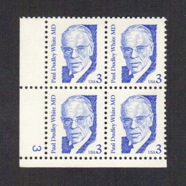 Scott# 2170 "P.D. WHITE - CARDIOLOGIST" PLATE BLOCK (4) MNH