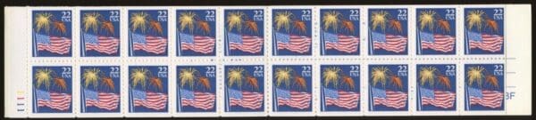 Scott# 2276a "FLAG and FIREWORKS" INTACT BOOKLET (20) MNH