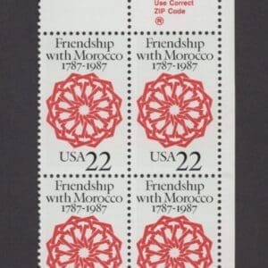 Scott# 2349 "U.S. & MOROCCO FRIENDSHIP" ZIP BLOCK (4) MNH