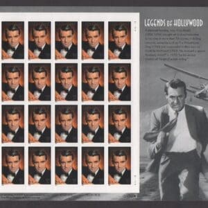 Scott# 3692 "CARY GRANT" FULL SHEET (20) MNH WITH SIDE PANEL