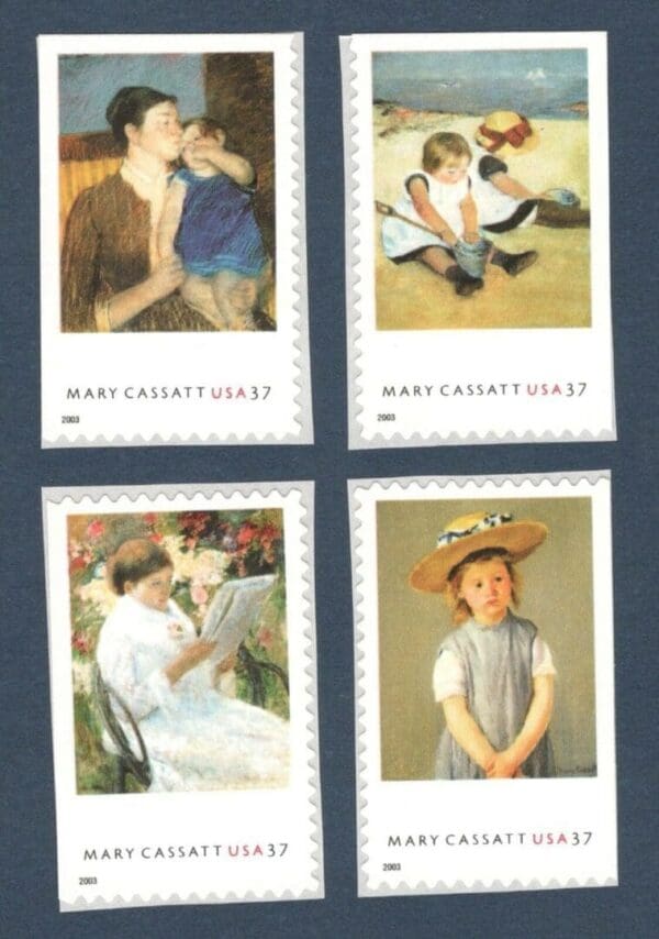 Scott# 3804-07 "MARY CASSATT-ARTIST" BOOKLET SINGLES SET (4) MNH