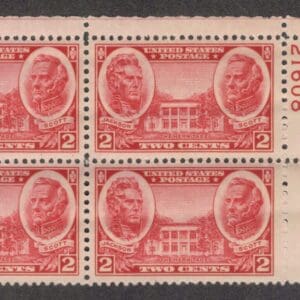 Scott# 786 "ARMY-JACKSON & SCOTT" PLATE BLOCK (4) MINT
