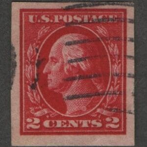 Scott# 409 "WASHINGTON" USED IMPERF, FLAG CANCEL, NICELY CENTERED