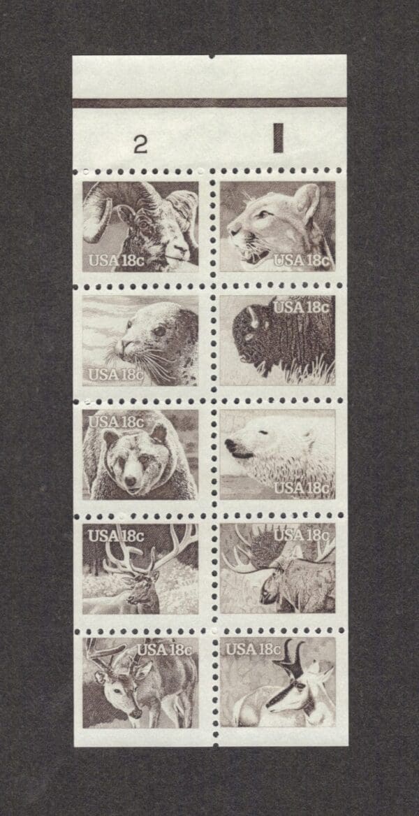 Scott# 1880-89 "WILDLIFE" BOOKLET PANE (10) W/PLATE # MNH