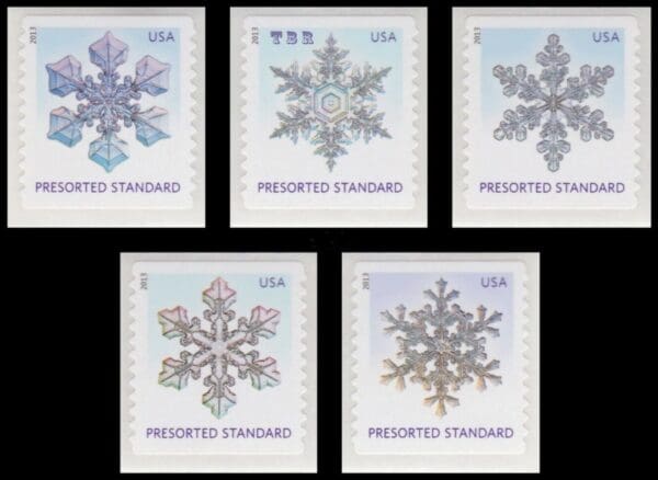 Scott# 4808-12 "SNOWFLAKES" COIL SINGLES SET (5) MNH