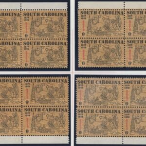 Scott# 1407 "SOUTH CAROLINA" MNH PLATE BLOCK MATCHED SET, PLATE# 32012