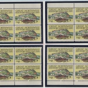 Scott# 1409 "FORT SNELLING" MNH MATCHED PLATE BLOCK (4) SET P# 32318