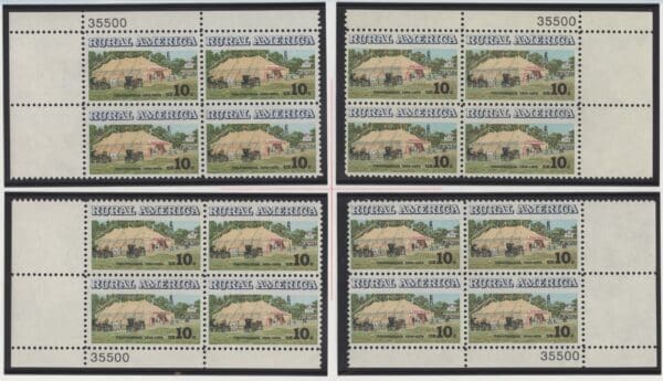 Scott# 1505 "CHAUTAUQUA TENT" MNH MATCHED PLATE BLOCK SET, PLATE# 35500