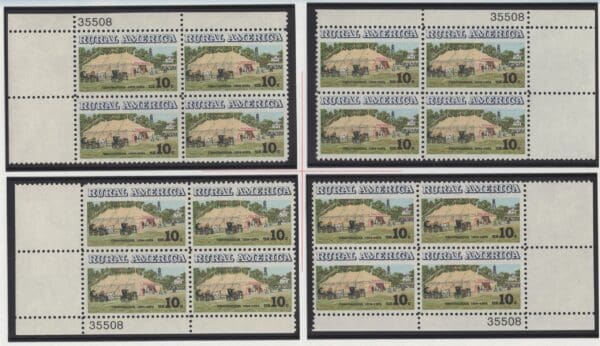 Scott# 1505 "CHAUTAUQUA TENT" MNH MATCHED PLATE BLOCK SET, PLATE# 35508