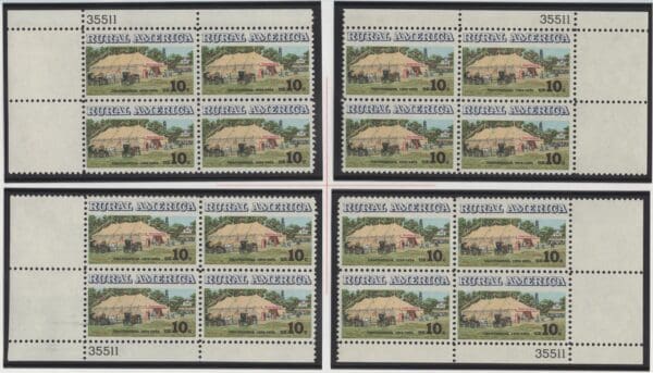 Scott# 1505 "CHAUTAUQUA TENT" MNH MATCHED PLATE BLOCK SET, PLATE# 35511