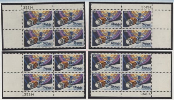 Scott# 1529 "SKYLAB" MNH MATCHED PLATE BLOCK SET, PLATE# 35214