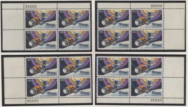 Scott# 1529 "SKYLAB" MNH MATCHED PLATE BLOCK SET, PLATE# 35220