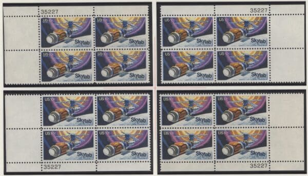 Scott# 1529 "SKYLAB" MNH MATCHED PLATE BLOCK SET, PLATE# 35227