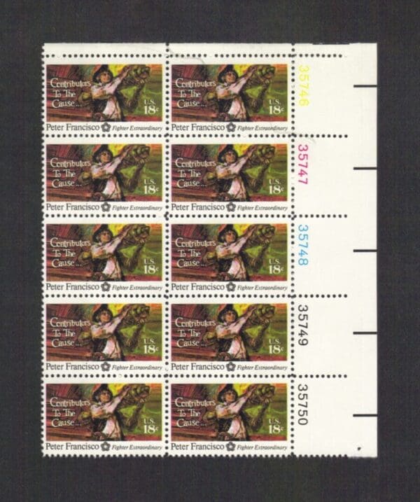 Scott# 1562 "BICENTENNIAL-PETER FRANCISCO" PLATE BLOCK (10) MNH