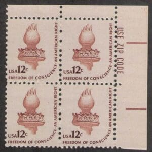 Scott# 1594 "STATUE of LIBERTY TORCH" ZIP BLOCK (4) MNH