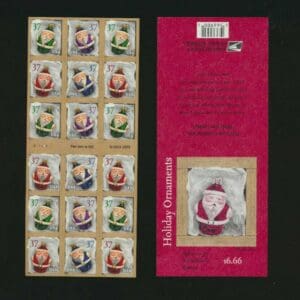 Scott# 3891-94  (3894b) SANTA ORNAMENTS" S/A ATM BOOKLET (18) MNH