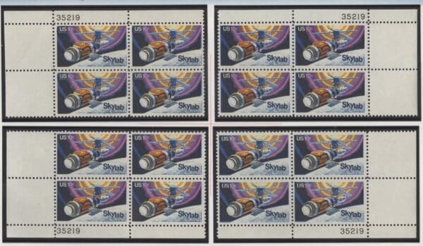 Scott# 1529 "SKYLAB" MNH MATCHED PLATE BLOCK SET, PLATE# 35219