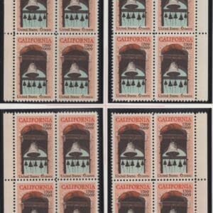 Scott# 1373 "CALIFORNIA STATEHOOD" MNH MATCHED PLATE BLOCK SET P#31043