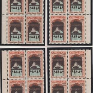 Scott# 1373 "CALIFORNIA STATEHOOD" MNH MATCHED PLATE BLOCK SET P#31078