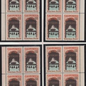 Scott# 1373 "CALIFORNIA STATEHOOD" MNH MATCHED PLATE BLOCK SET P#31095