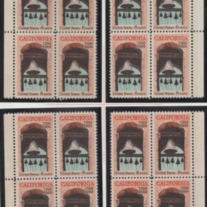 Scott# 1373 "CALIFORNIA STATEHOOD" MNH MATCHED PLATE BLOCK SET P#31124