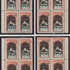 Scott# 1373 "CALIFORNIA STATEHOOD" MNH MATCHED PLATE BLOCK SET P#31262