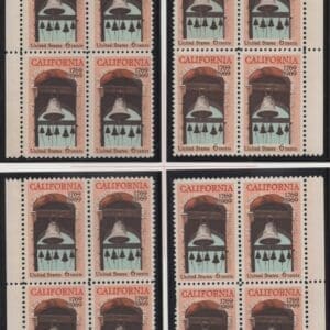 Scott# 1373 "CALIFORNIA STATEHOOD" MNH MATCHED PLATE BLOCK SET P#31268