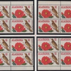 Scott# 1375 "ALABAMA STATEHOOD" MNH MATCHED PLATE BLOCK (4) SET, P#31304