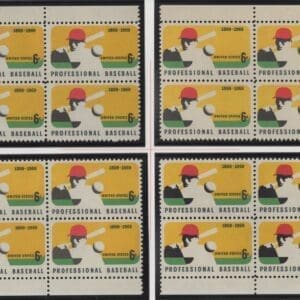Scott# 1381 "BASEBALL" MNH MATCHED PLATE BLOCK (4) SET, P# 31410