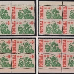 Scott# 1382 "FOOTBALL" MNH MATCHED PLATE BLOCK (4) SET, P# 31386