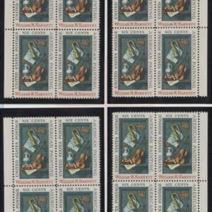 Scott# 1386 "WILLIAM M. HARNETT" MNH MATCHED PLATE BLOCK (4) SET, P#31513