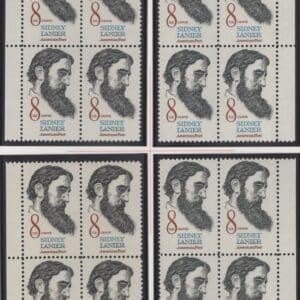 Scott# 1446 SIDNEY LANIER MNH MATCHED PLATE BLOCK (4) SET P# 33361