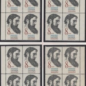 Scott# 1446 SIDNEY LANIER MNH MATCHED PLATE BLOCK (4) SET P# 33375