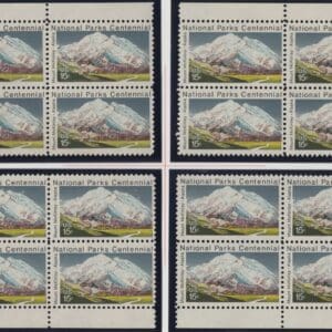 Scott# 1454 "MOUNT McKINLEY" MATCHED PLATE BLOCK (4) SET, PLATE # 33726