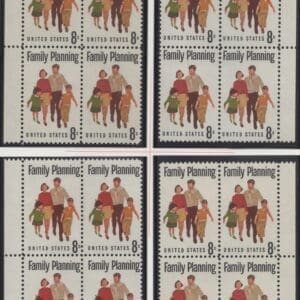 Scott# 1455 "FAMILY PLANNING" MNH MATCHED PLATE BLOCK (4) SET P#33392