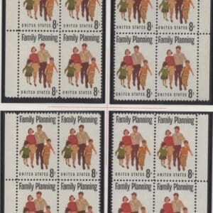 Scott# 1455 "FAMILY PLANNING" MNH MATCHED PLATE BLOCK (4) SET P#33395