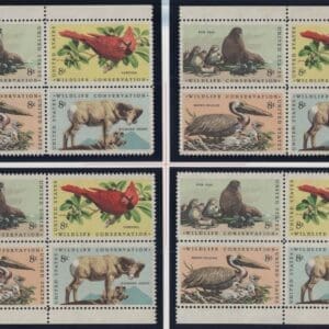 Scott# 1464-67 "WILDLIFE CONSERVATION" MNH MATCHED PLATE BLOCK (4) SET P# 33729