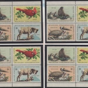 Scott# 1464-67 "WILDLIFE CONSERVATION" MNH MATCHED PLATE BLOCK (4) SET P# 33731