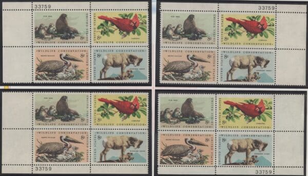 Scott# 1464-67 "WILDLIFE CONSERVATION" MNH MATCHED PLATE BLOCK (4) SET P# 33759